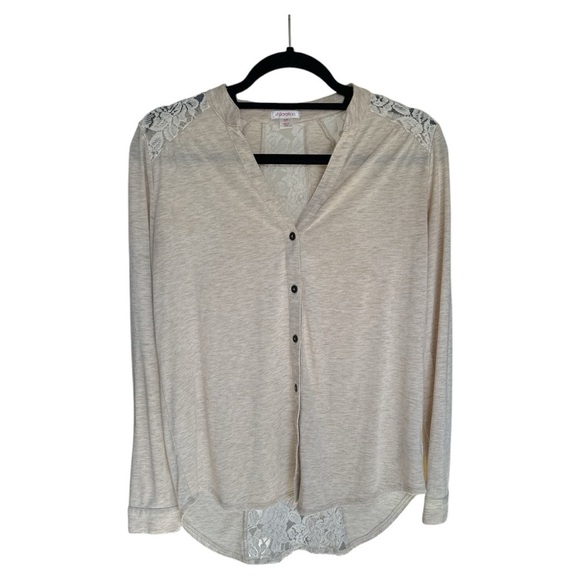EUC Xhilaration long sleeve button down lace top size Small - Picture 1 of 4